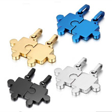 2019 Fashion 1Pair Puzzle Pendant Necklaces For Women Necklace Stainless Steel Pendant Lover Necklace Men Jewelry 2024 - buy cheap