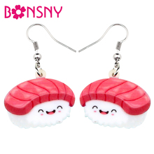 Bonsny Acrylic Smile Japanese Fillet Sushi Rice Earrings Drop Dangle Cartoon Food Jewelry For Women Girls Teens Gift Charms Bulk 2024 - buy cheap