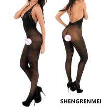 SHENGRENMEI Medias Halter Sexy Lingerie Women Lace Bodystockings BodySuit Open Crotch Black Teddy Fashion Costumes Dropshipping 2024 - buy cheap