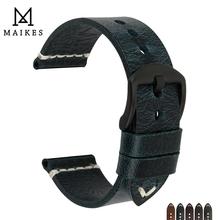 MAIKES-pulsera de cuero azul oscuro de alta calidad, 20mm, 22mm, 24mm, con hebilla de Pin de acero inoxidable, novedad 2024 - compra barato