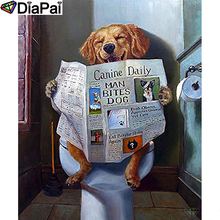 DIAPAI Diamond Painting 5D DIY 100% Full Square/Round Drill "Toilet dog scenery" Diamond Embroidery Cross Stitch 3D Decor A21998 2024 - buy cheap