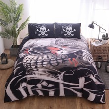 Ropa de cama de calavera 3D, sábana con estampado de fuego de la Reina, colcha negra, funda de edredón de calavera de azúcar, juego de cama, Envío Gratis 2024 - compra barato