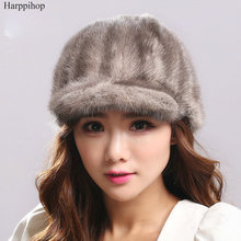 Harppihop 2017 new Wholesale Women Winter Hat Female Rear Mink Hat with Short Front Brim Fashion Hat Brand Autumn Warm Visors 2024 - buy cheap