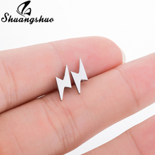 Shuangshuo New Ladies Minimalist Bolt Earrings Lighting Earrings for Women Accessories Geometric Stainless Steel Jewelry 2024 - buy cheap