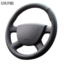 Gnupme preto couro artificial cobertura de volante do carro para ford focus 2 2005-2016 especial mão-costurado capas de direção 2024 - compre barato
