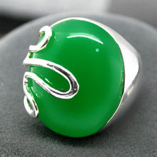 17*21mm VINTAGE NATURAL GREEN Natural jade GEM RICH LUCKY 925 SILVER RING SIZE 7-10 2024 - buy cheap