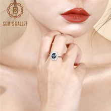 Ballet 1.57ct oval natural londres azul topázio anel de pedra preciosa 925 prata esterlina flor anéis de casamento para mulheres jóias finas 2024 - compre barato