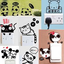Creative home switch wall stickers cute cat and dog switch stickers wall stickers home bedroom living room decoration stickers 2024 - buy cheap