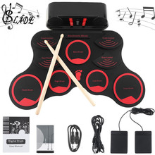 SLADE Portable Roll Up Electronic Drum Set 9 Silicone Pads Built-in Speakers with Drumsticks Sustain Pedal Support USB MIDI 2024 - buy cheap