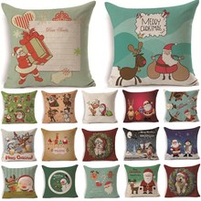 1Pcs 43*43cm Christmas Deer Snowman Pattern Cotton Linen Throw Pillow Cushion Cover Car Home Sofa Decorative Pillowcase 40474 2024 - buy cheap