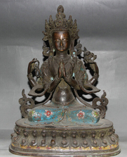 Estátua em bronze do tibet 4 braços chenrezigbuda com 12 polegadas xd 003419 2024 - compre barato