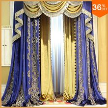 Cortinas de sala de estar de estilo antiguo egipcio, persiana de color azul para sala de estar 2024 - compra barato