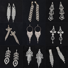 Rhinestone Tassel Drop Earrings ZA Boho Fringed Crystal Long Earrings Wedding Bridal Statement Earrings for women Valentine Gift 2024 - buy cheap