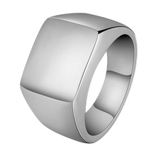 Wedding Bands Punk Style 316L Stainless Steel Men's Square Big Width Signet Ring Bold Solid Polished Fashion Jewelry 2024 - buy cheap