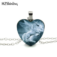 Collar con forma de corazón de unicornio para mujer, colgante de corazón joyas de unicornio blanco HZ3 2016 2024 - compra barato