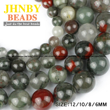 JHNBY Bloodstone beads Natural Stone beads High quality Round ball 6/8/10/12MM Supply Loose bead for jewelry making bracelet DIY 2024 - buy cheap