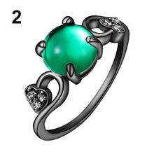 Vintage Women's Opal Ring Zircon Gunblack Green Red Stones Party Aros Wedding Engagement bague anel Femmes Finger Accessories 2024 - buy cheap