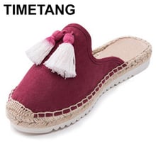 Timetangnew chegada chinelos mulheres strawrope tecer pescador slides feminino verão rebanho borla beachshoes mulher deslizamento em sapatos de verão 719 2024 - compre barato