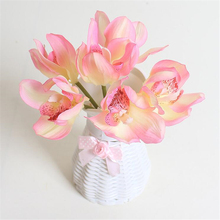Настоящий прикосновение cymbidium 6 цветов/шт. Искусственный цветок дешевая Орхидея искусственный цветок для украшения дома 2024 - купить недорого