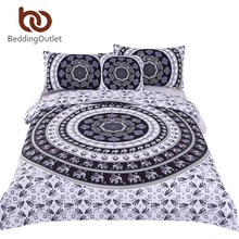 BeddingOutlet-Juego de cama bohemio Vanitas, ropa de cama moderna para el hogar, cubierta estampada para edredón, color blanco y negro, 4 Uds. 2024 - compra barato