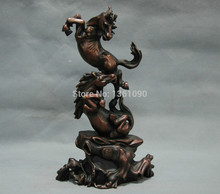 Xd 00480 10 ''China Folk Zodiaco dos caballos de lucha estatua de bronce 2024 - compra barato