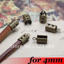 Antique bronze Tone Metal For 4mm round Leather cord 1000pcs Cord End Buckle Crimp Cap Beads Cord Clamps 2024 - buy cheap