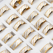 Мужские кольца из нержавеющей стали, опт, 36 шт./лот, диагональные полосы, золотые 2024 - купить недорого