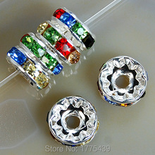Free Shipping 100Pcs 10MM Metal Multi Color silver Plated Crystal Rhinestone Rondelle Spacer Beads For Jewelry Making Craft DIY 2024 - buy cheap