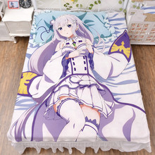 Anime Re Zero kara Hajimeru Isekai Seikatsu sexy girl Emilia Printed Bedsheet Throw Blanket Home Decorative Bedding Flat Sheet 2024 - buy cheap