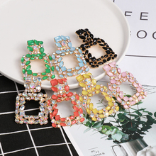 Wholesale JUJIA 2020 za Fashion Jewelry Colorful Square Crystal Statement Earrings  Ethnic Big Rhinestone Earrings For Women 2024 - buy cheap