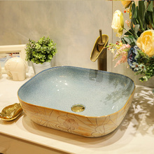 Square above counter basin ceramic bathroom vanity washbasin washbasin art Fangyuan carving lotus LO621444 2024 - buy cheap