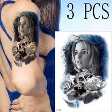 3 unids/lote tatuajes temporales de hechicera azul pegatina tatuaje calavera AZÚCAR rosa día mexicano de los muertos halloween pegatinas del cuerpo nuevo 2024 - compra barato