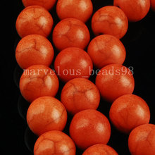 Frete grátis bela jóia 8mm orange howlite rodada contas loose jóias g5579 2024 - compre barato