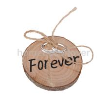 Forever Rustic Shabby Chic Wedding Wooden Ring Bearer Pillow Jute Rope Round 2024 - buy cheap