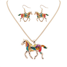 Fashion Trend Beautiful Horse High Quality Gold/Silver Plated Multicolor Horse Necklace  Animal Jewelry Party Gifts 2024 - buy cheap