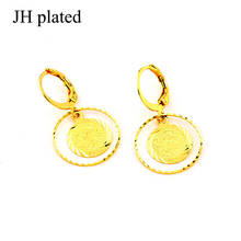 JHplated Trendy Arab Metal Coin Earrings for Women's/Girls Gold Color Jewelry Middle East Iraq/Syria/Iran/ Africa Gifts 2024 - buy cheap