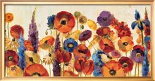 Pintura de lienzo de flores al aire libre para sala de estar, decoración de jardín alegre, hecho a mano, de alta calidad 2024 - compra barato