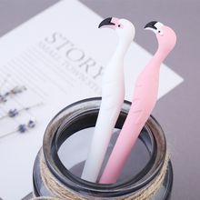 2pcs Creative Cute Flamingo Gel Ink Pen Plastic Silicone Flamingo Pens Student Stationery School Office Supply, 0.5 mm Black Ink 2024 - buy cheap