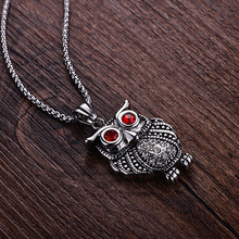1 Vintage Long Pendant Owl Necklace 316L Stainless steel Red Crystal necklaces Animal Long Chain High Quality Jewelry Mens/Women 2024 - buy cheap