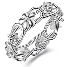 Anel banhado a prata exclusivo e flor, joia fashion de prata para mulheres e homens,/ktakfynj 2024 - compre barato