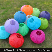 10 Inch 12 Colors Round Paper Lanterns For Art Home Wedding and Party Decoration Chinese Paper Lanterns 2024 - buy cheap