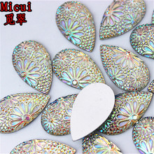 Micui 10pcs 16*28mmTeardrop Resin AB Rhinestones Crystals DIY  Glue On Stones Drop Flatback Beads Non Hotfix Scrapbook  MC477 2024 - buy cheap