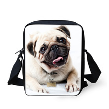 ELVISWORDS Lady Messenger Bags Pug Dog School Shoulder Bags For Girls Boys Cute Pet Animal Handbags Women Small Crossbody Bags 2024 - buy cheap