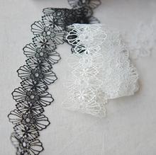5 Yards 4cm Width Black White Water Soluble Embroidered Lace Trim Fabric Sewing Crafts Scrapbooking Dolls DIY Hair Accessory 2024 - buy cheap