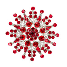 Broches de flores grandes diamantes de cristal strass vermelho banhados a prata 2.2 2024 - compre barato