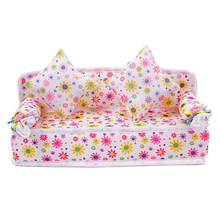 Mini muebles de flores para sofá, 2 cojines para accesorios para casa de muñecas 2024 - compra barato