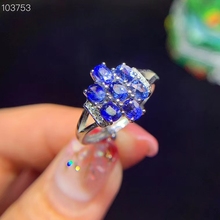Anillo de zafiro azul Natural de geometría grande para mujer, joya de plata S925 de lujo, anillo de piedras preciosas naturales, regalo de fiesta, joyería 2024 - compra barato