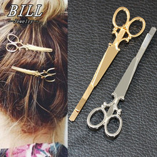 TC405 Cool Simple Head Jewelry Hair Pin Gold Scissors Shears Clip For Hair Tiara Barrettes Accessories Headdress For Girl Women 2024 - buy cheap