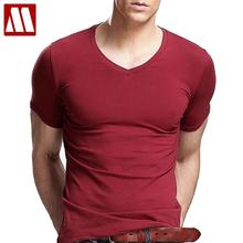 2022 Summer Men's Short Sleeve T-shirt Elastic Fitness T shirts Brand Fitted HipHop V Neck Cotton T Shirts for men S-XXXXXL 2024 - buy cheap