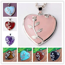 100-Unique 1 Pcs Silver Plated Red Agates Heart Inlay Leaf Flower Pendant For Valentine's Day Green Turquoises Jewelry 2024 - buy cheap